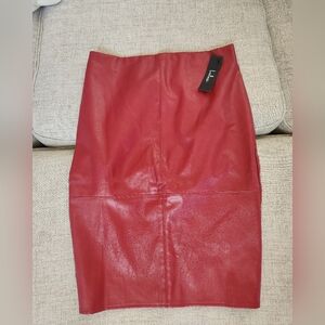 NWT Lulus Red Faux Leather Pencil Skirt